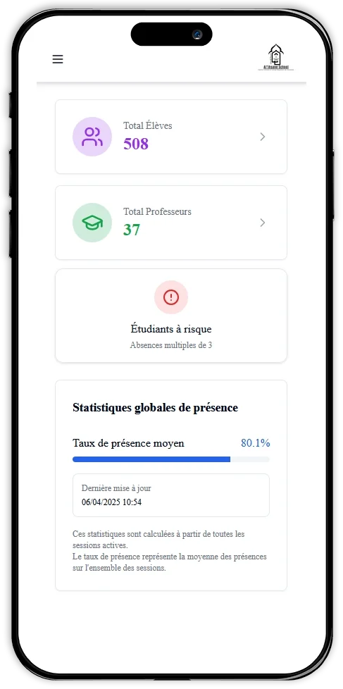 Interface mobile Eduroots pour la gestion scolaire